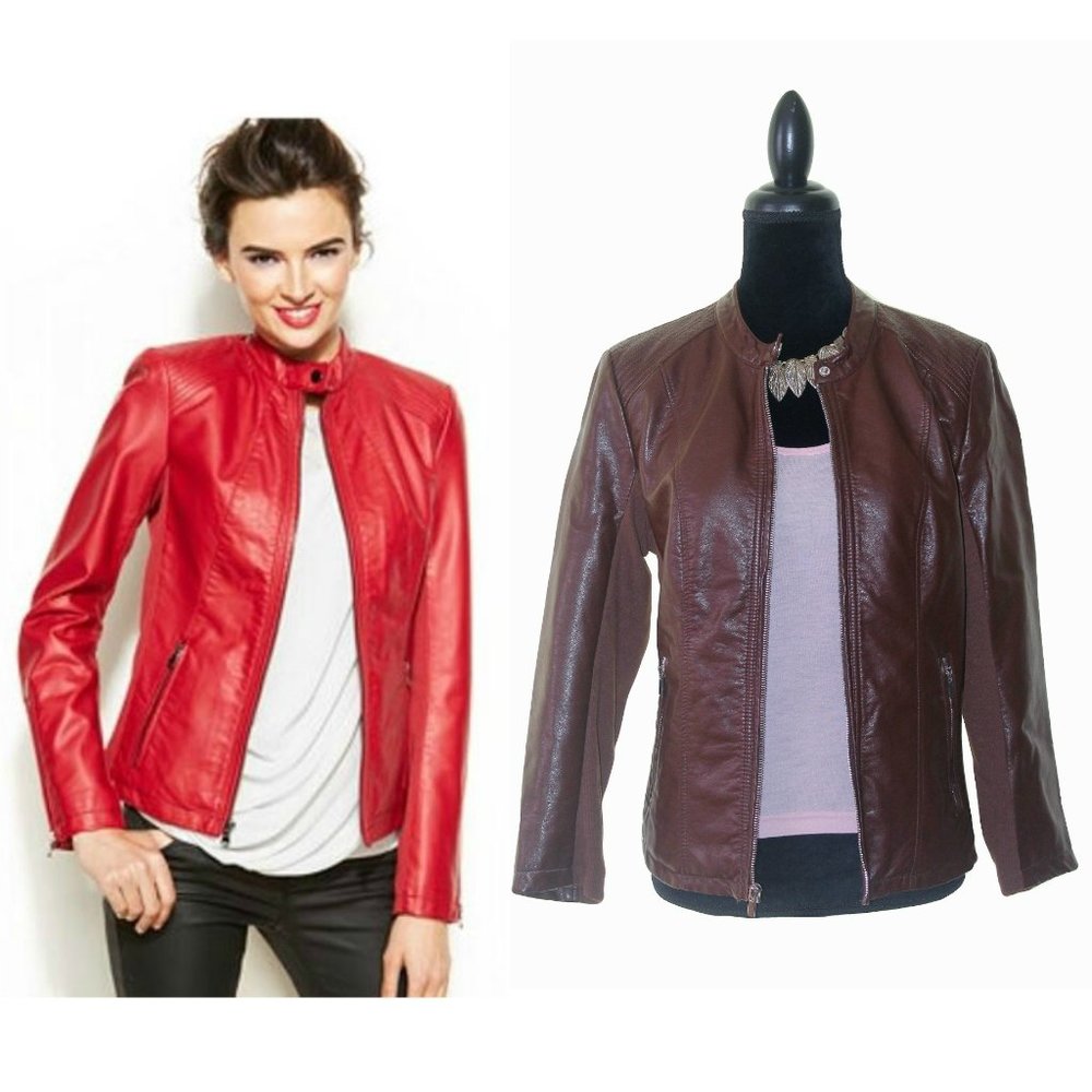 NWOT Kenneth Cole Faux Leather Moto Jacket